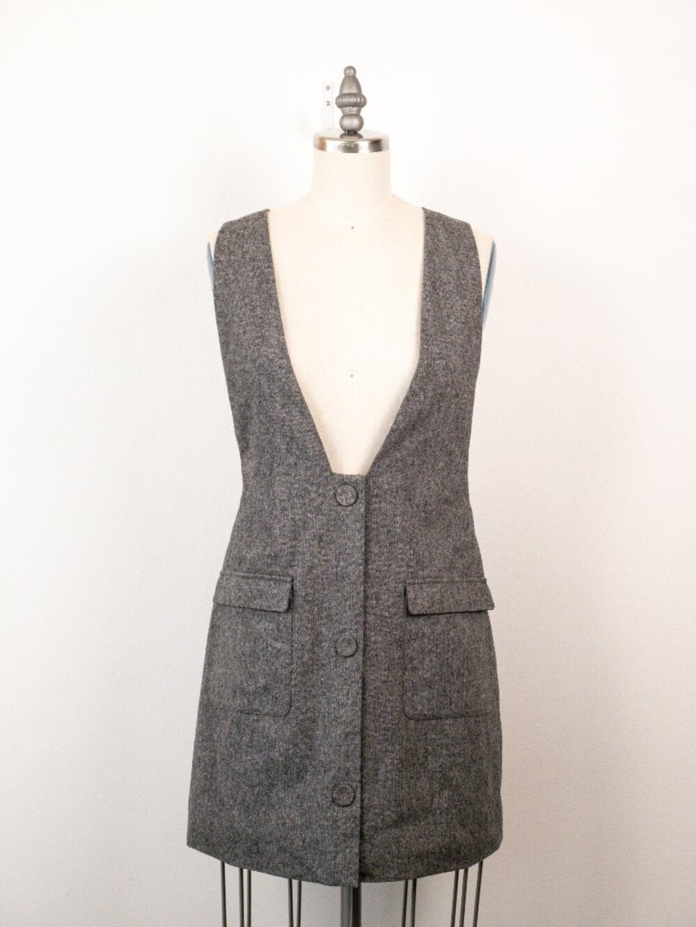 French Connection V-Neck Wool Blend Apron Minidress Sz 4 NWT